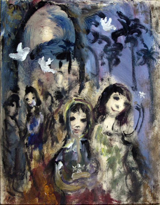 girls with doves